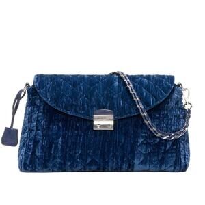 MZ Wallace Quilted Velvet Crossbody Bag in Deep Navy Blue